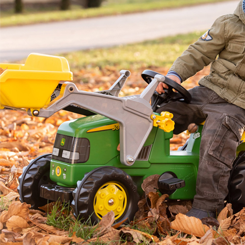 John deere ride on tractor with loader on sale and trailer
