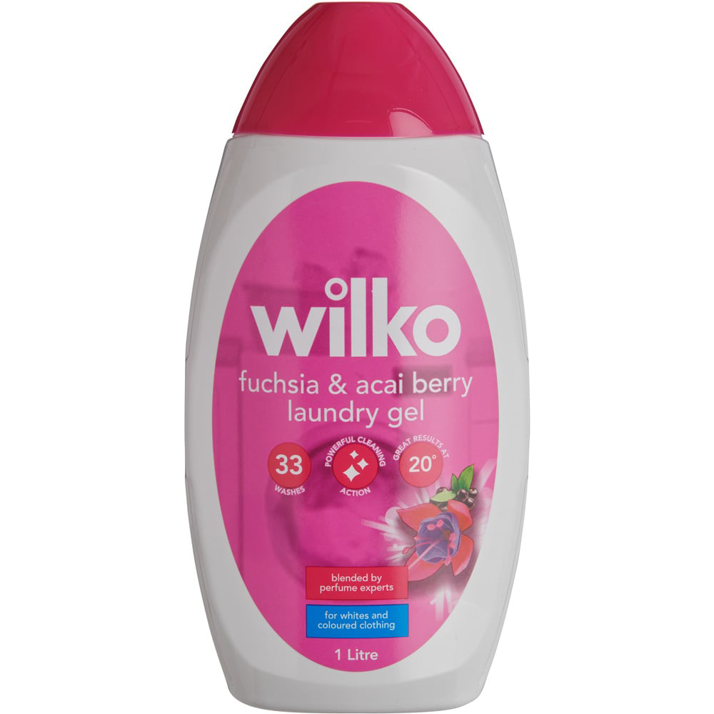 Wilko Biological Fuchsia and Acai Berry Laundry Gel 33 Washes 1L Image 1