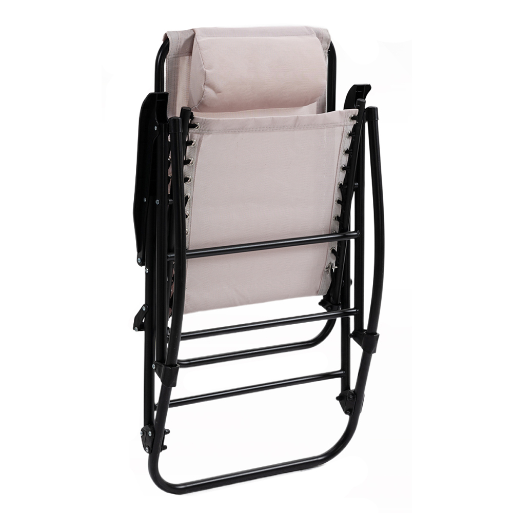 Outsunny Beige Zero Gravity Folding Rocking Chair Image 4