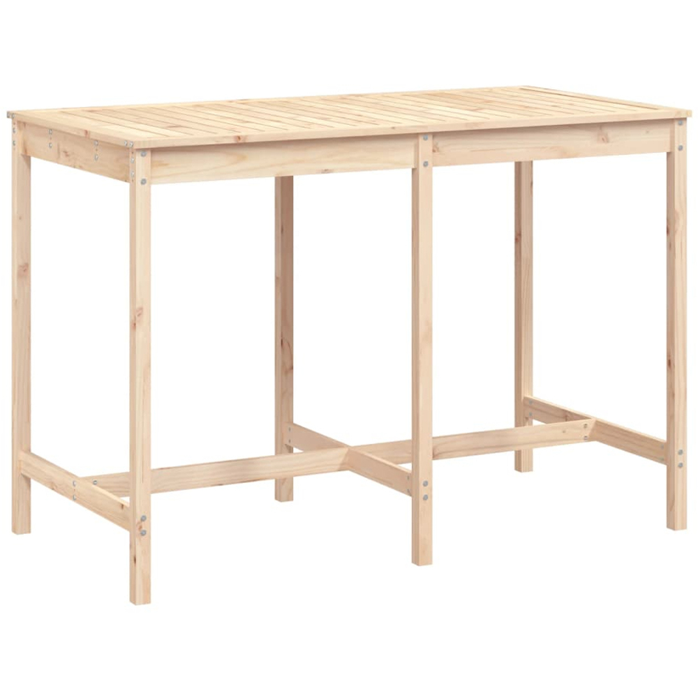 vidaXL 6 Seater Solid Pine Wood Slatted Garden Dining Table Natural Image 2
