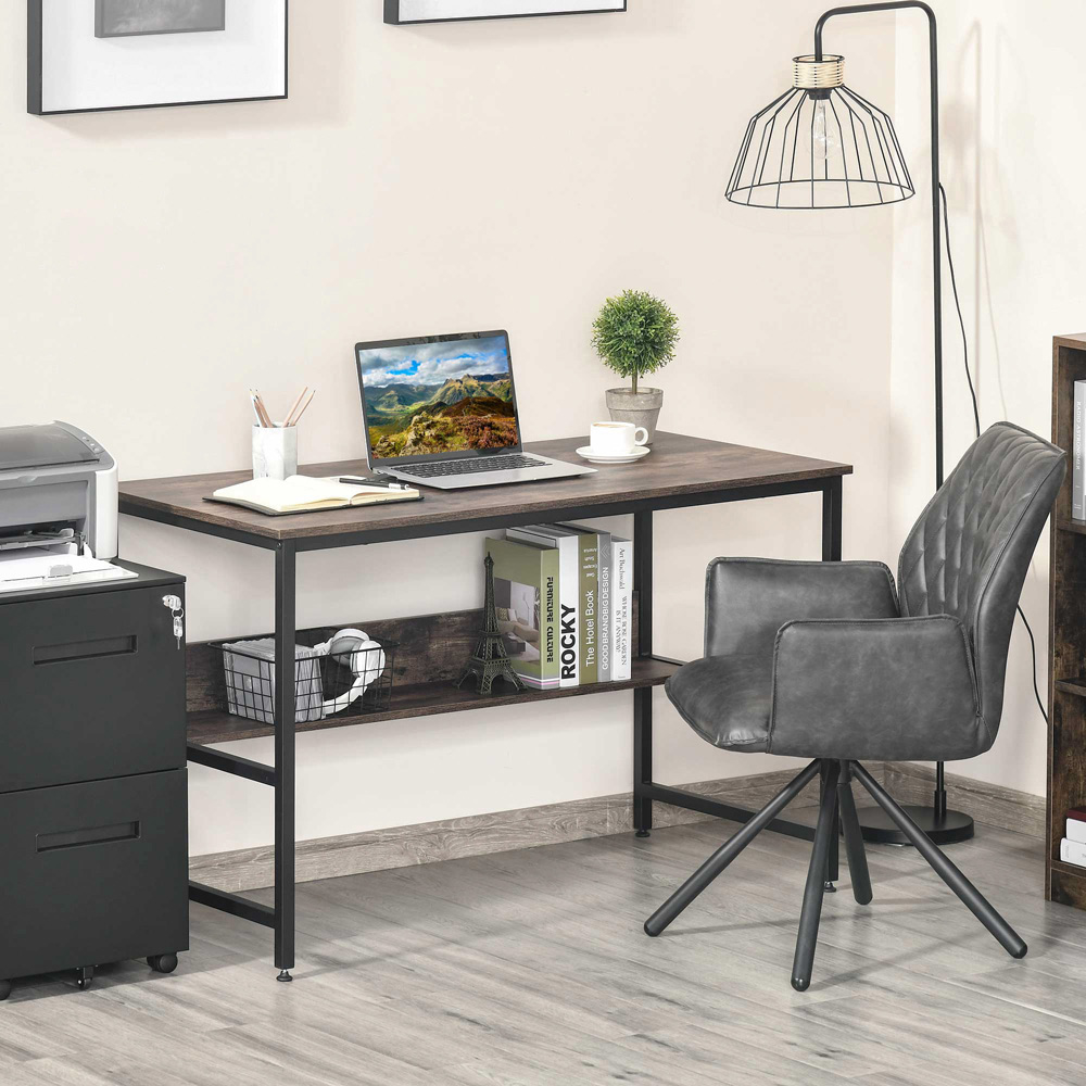 Portland Adjustable Study Metal Desk Brown and Black Image 5