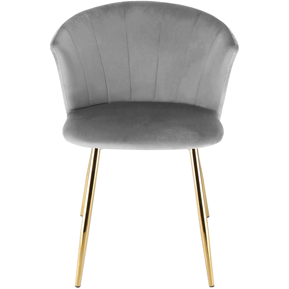 Ella Dining Accent Chair Velvet Upholstery - Grey (Gold Legs) Image 3