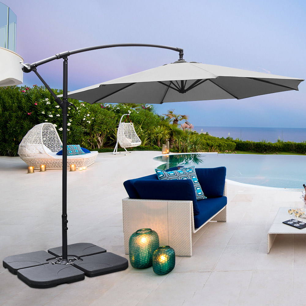 Living and Home Light Grey Cantilever Parasol with Square Base 3m Image 5