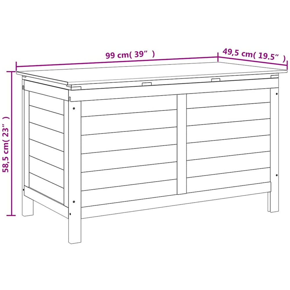 vidaXL 58.5 x 99 x 49.5cm White Fir Wood Garden Storage Box Image 5