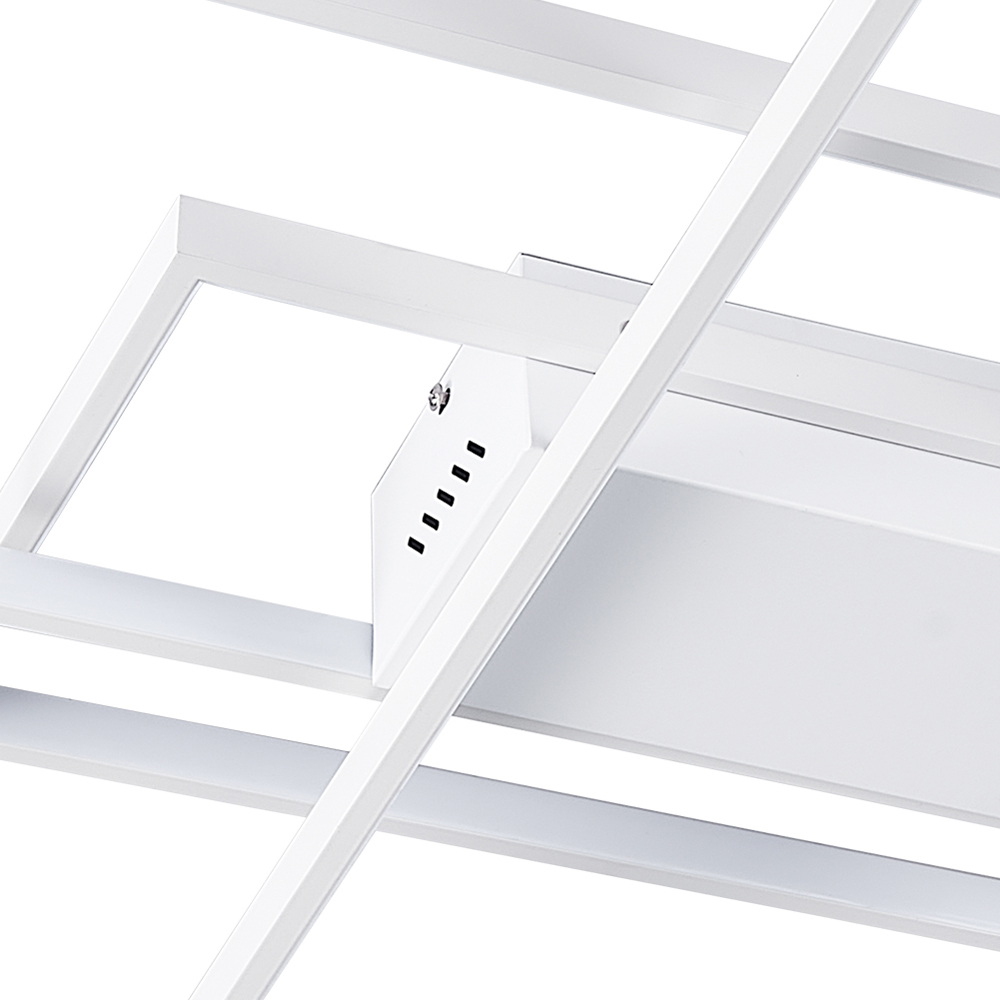 Living and Home White Rectangular LED Semi Flush Ceiling Light Image 3
