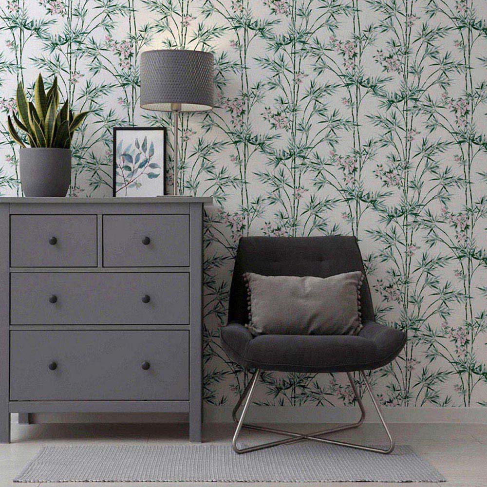 Arthouse Bamboo and Blossom White Wallpaper Image 7