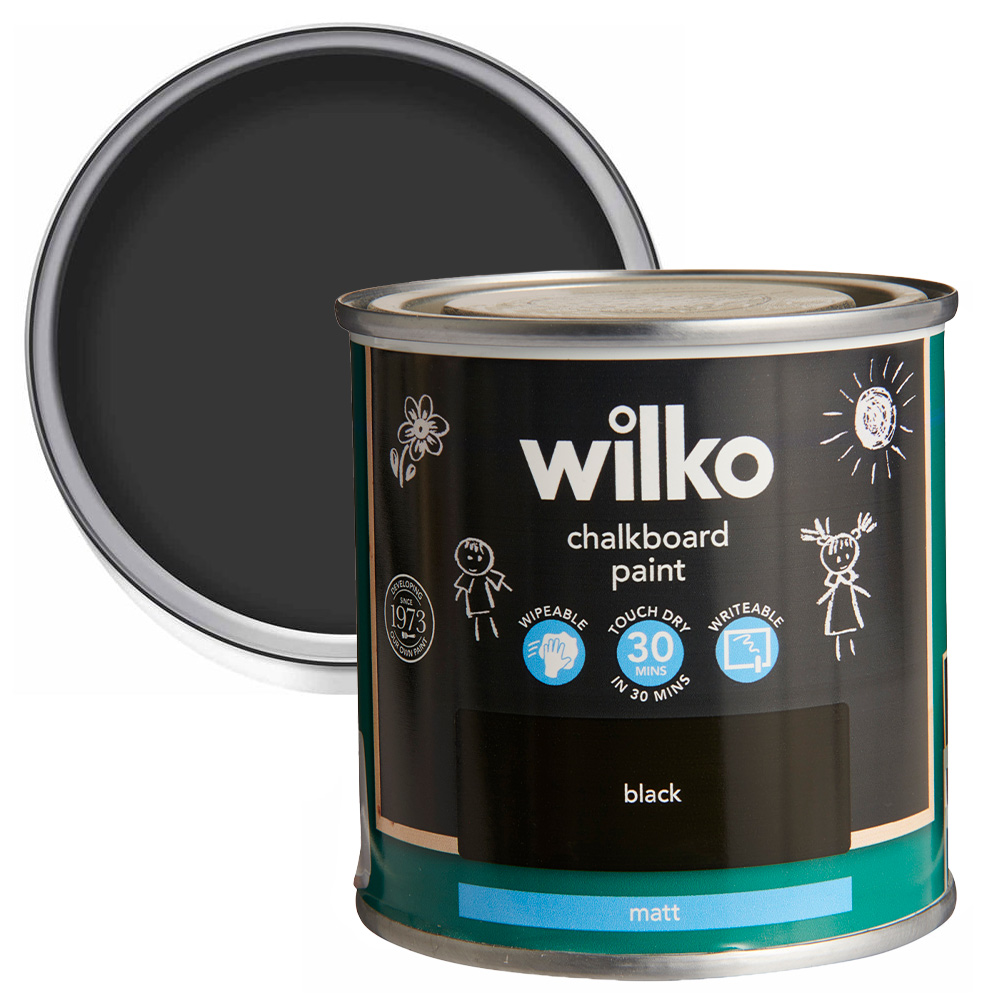Wilko Quick Dry Black Matt Chalkboard Paint 250ml Image 1