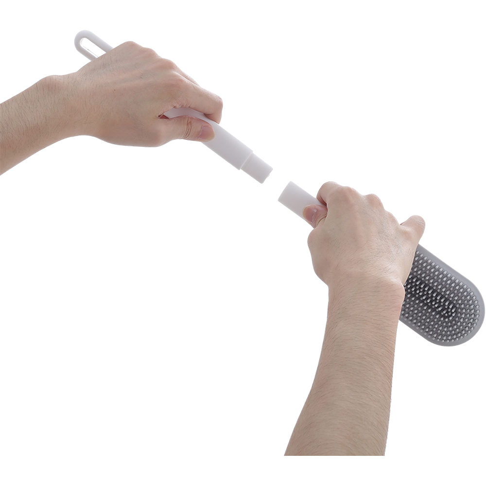 Living and Home White Silicone Flexible Toilet Brush with Holder Image 6