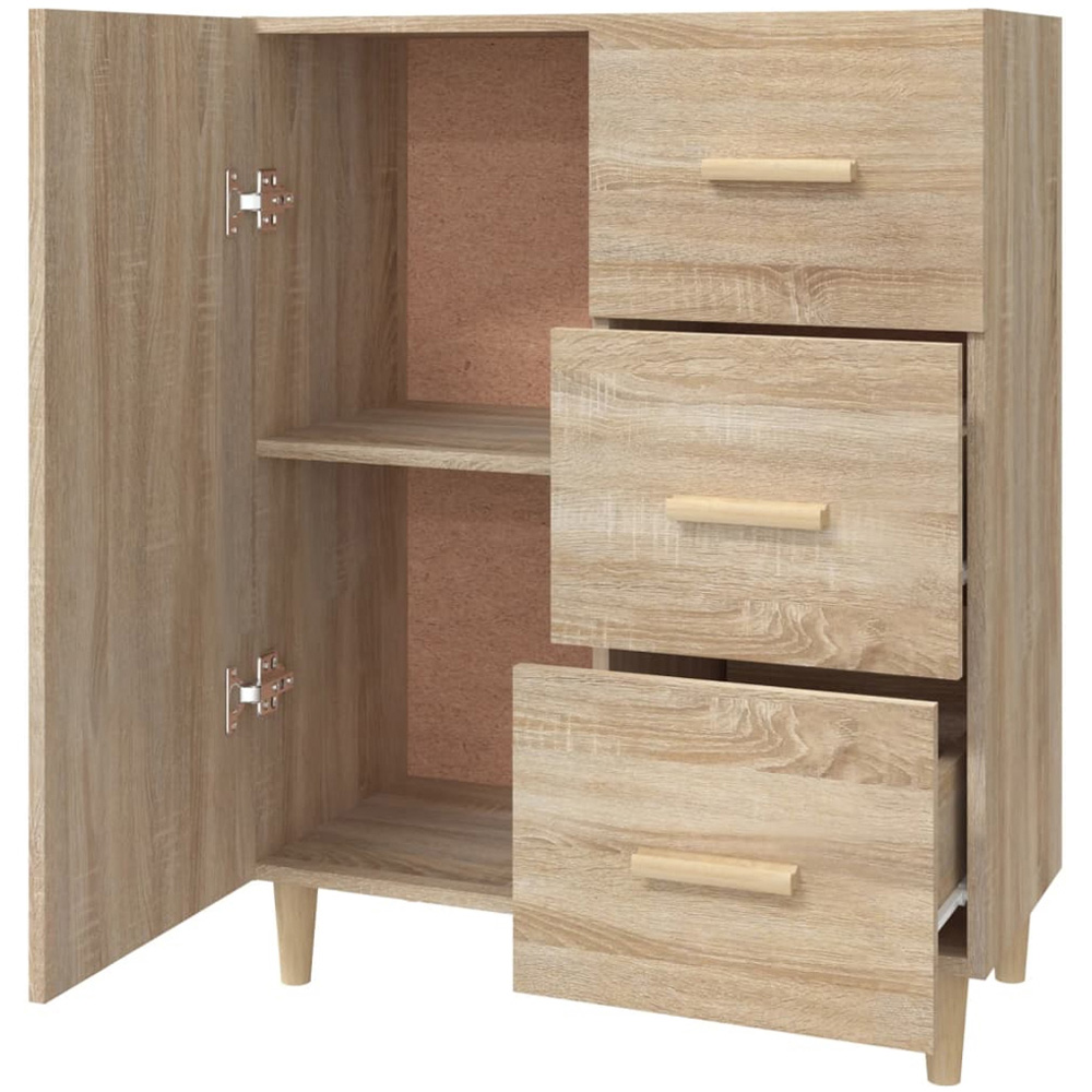 vidaXL Single Door 3 Drawer Sonoma Oak Sideboard with Wooden Legs Image 7