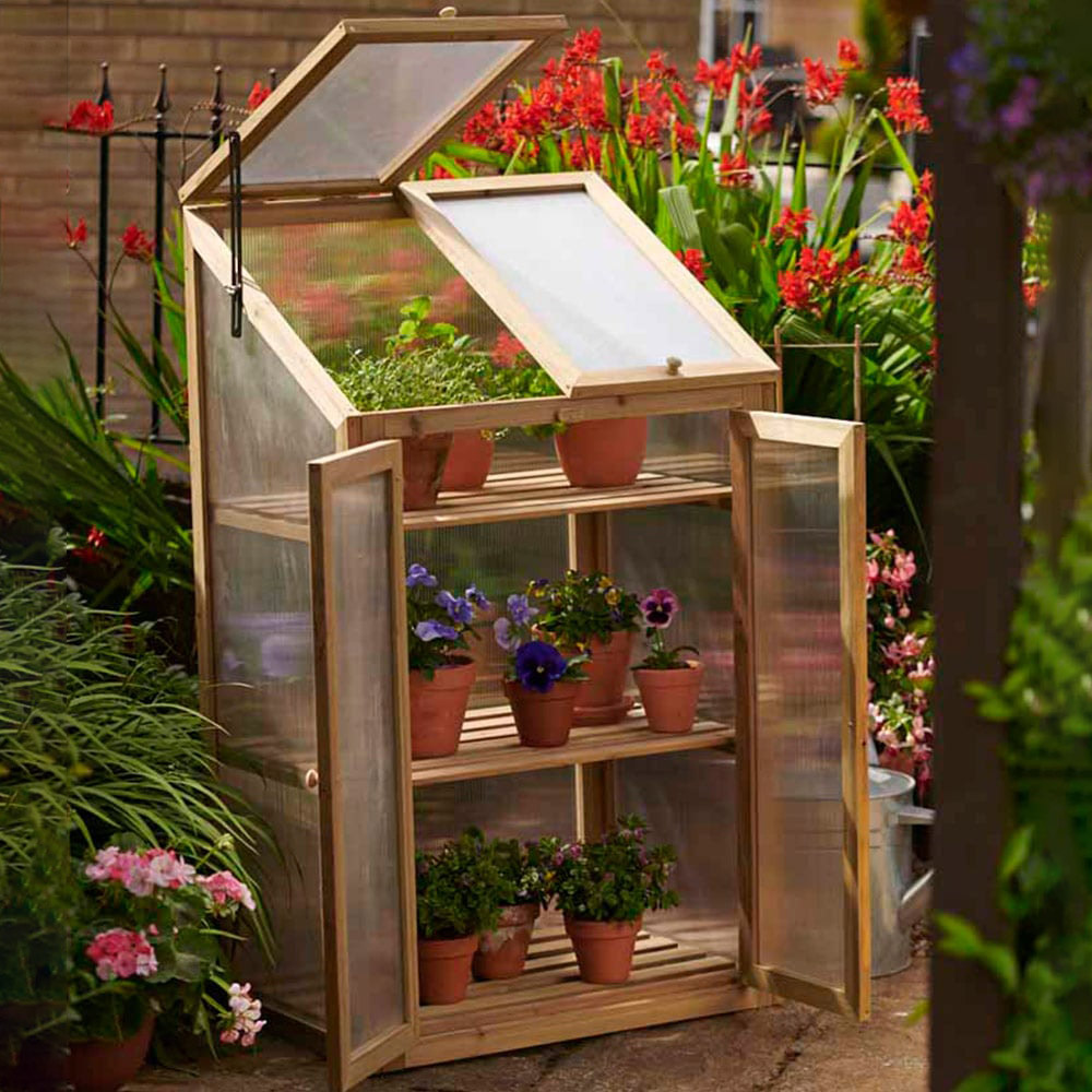 Wilko Wooden Mini Greenhouse Image 2