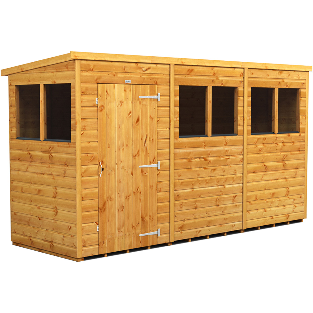 Power Sheds 12 x 4ft Pent Wooden Shed with Window Image 1