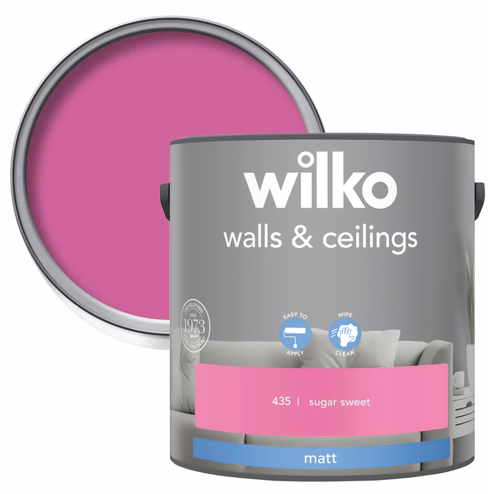 Wilko Walls & Ceilings Sugar Sweet Matt Emulsion Paint 2.5L Image 1