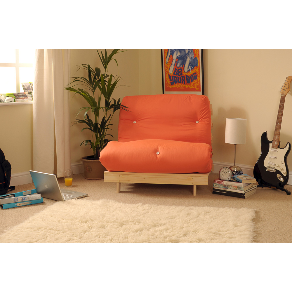 Brooklyn Luxury Double Sleeper Orange Futon Base and Mattress Image 3
