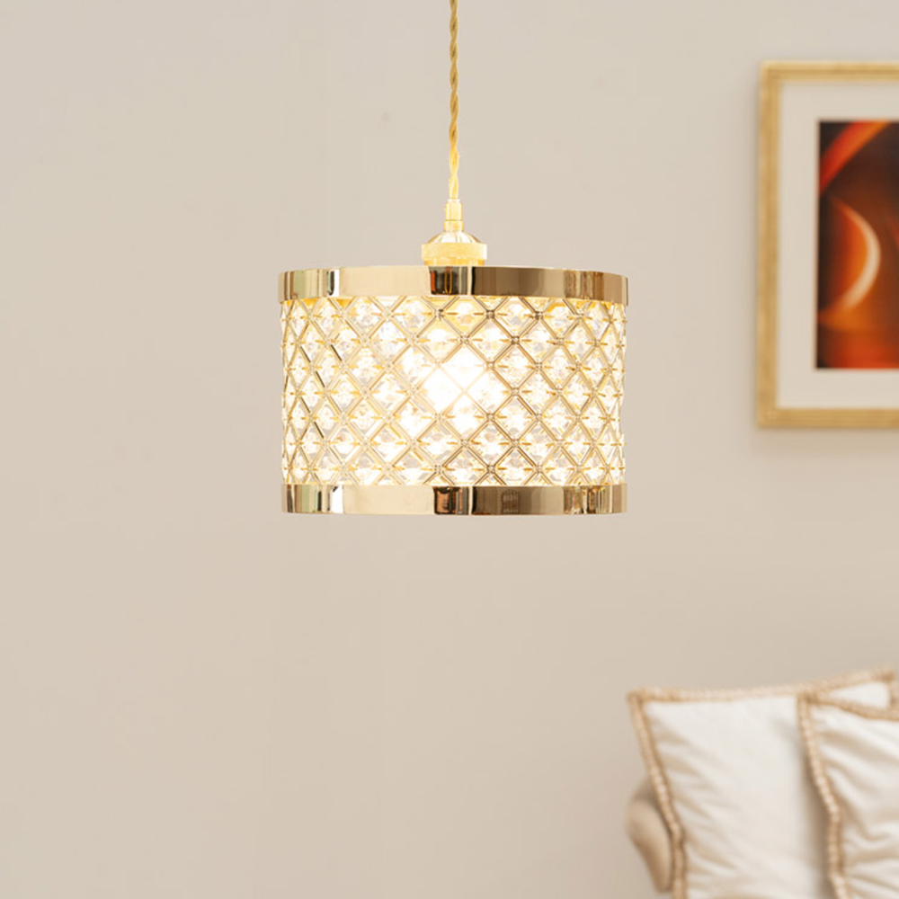 ValueLights Hadley Gold Jewel Light Drum Lamp Shade Image 2