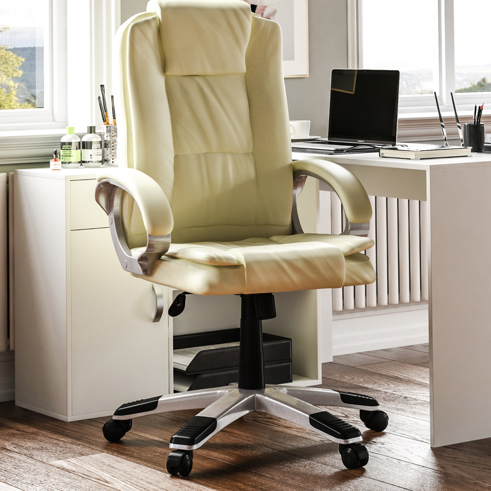 Vida Designs Charlton Cream Swivel Office Chair Image 1