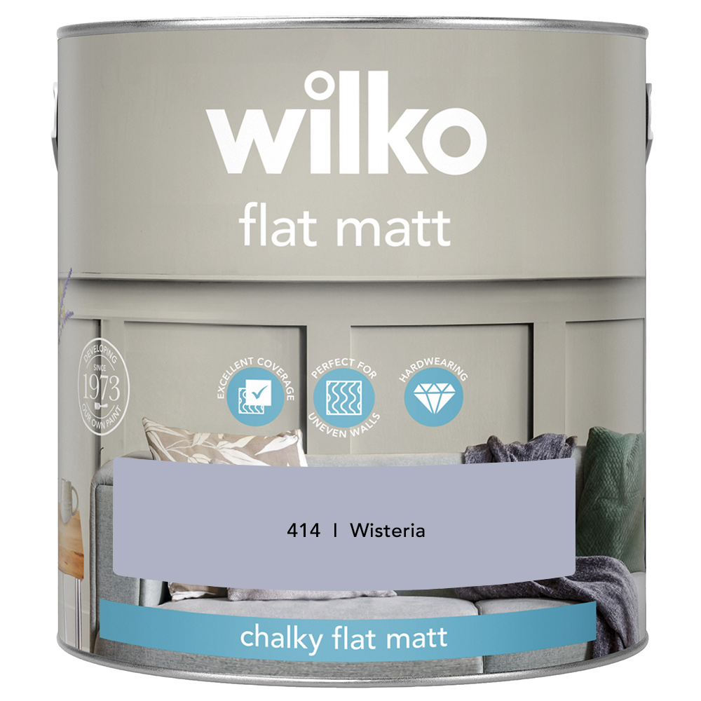 Wilko Wisteria Flat Matt Emulsion Paint 2.5L Image 2