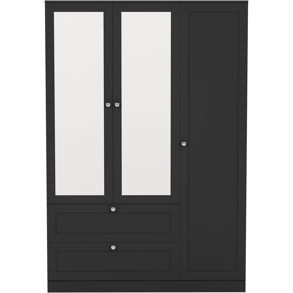 VIDA DESIGNS Altino 3 Door 2 Drawer Black Shaker-Style Mirrored Wardrobe Image 2