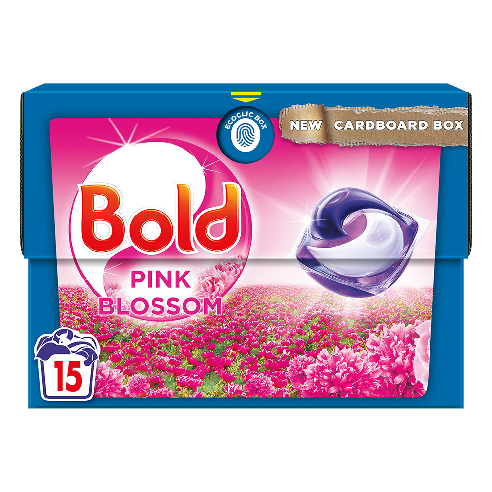 Bold All in 1 Pods Pink Blossom Washing Liquid Capsules 15 Washes Image 1