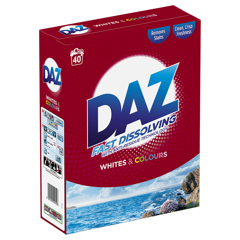 DAZ Whites and Colours Washing Powder 40 Washes 2.6kg Image 1