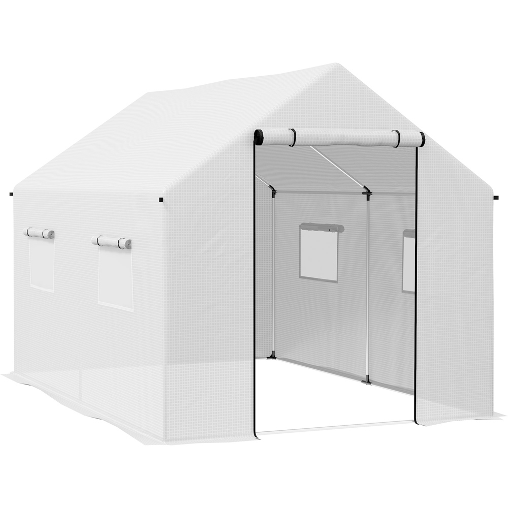 Outsunny White Polyethylene 6.5 x 9.8ft Walk In Greenhouse Image 1