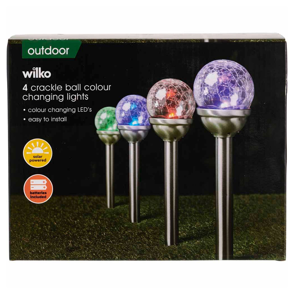 Wilko 4 Pack Colour Changing LED Crackle Ball Garden Lights Image 5