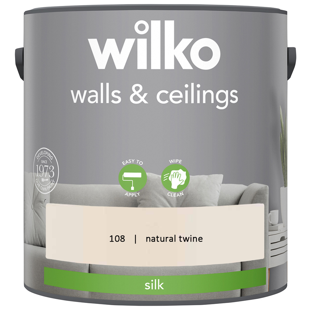 Wilko Walls & Ceilings Natural Twine Silk Emulsion Paint 2.5L Image 2