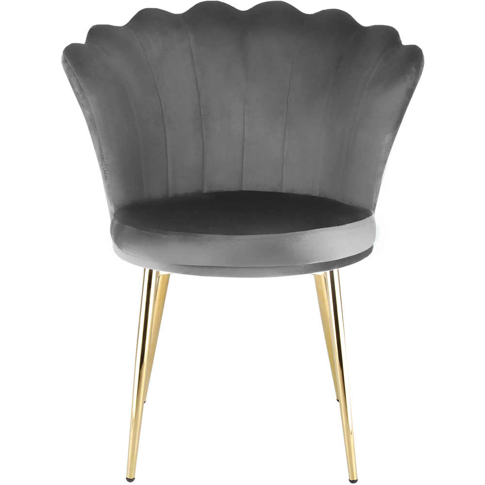 Freya Petal Back Accent Chair Velvet Uphostery - Grey Image 3