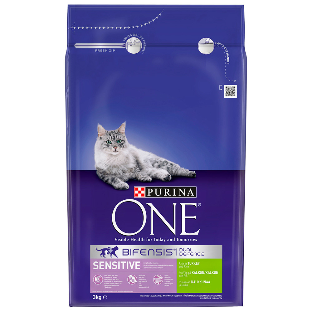 Purina ONE Sensitive Turkey and Rice Dry Cat Food 3kg Image 2