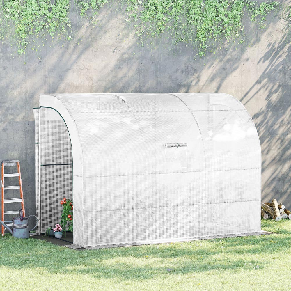 Outsunny White 5 x 10ft Outdoor Lean To Greenhouse Image 2