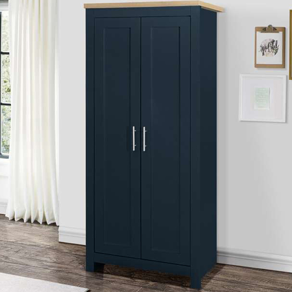 Highgate 2 Door Navy and Oak Wardrobe Image 1