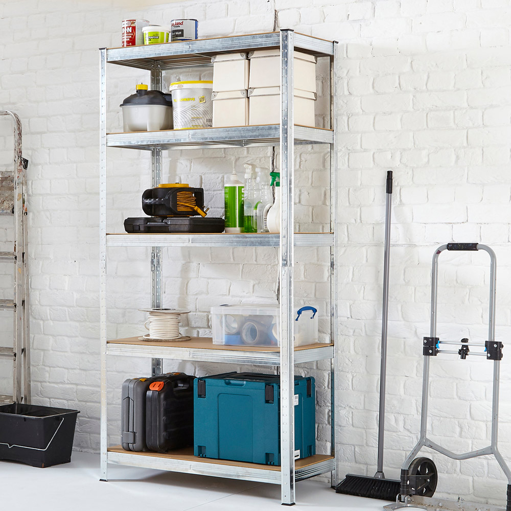 Neo Silver 5 Tier Steel Garage Shelving Image 2