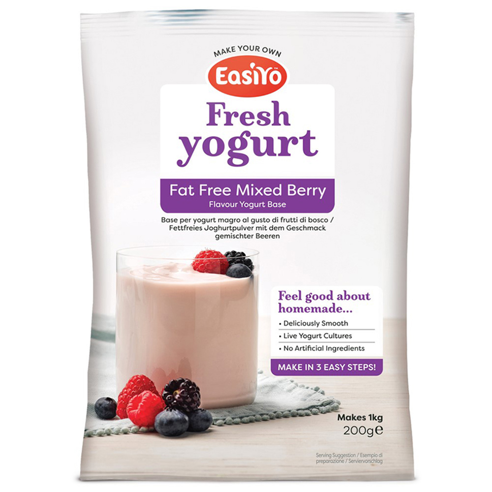 EasiYo Fat-Free Mixed Berry Flavour Yoghurt Base 200g Image 1