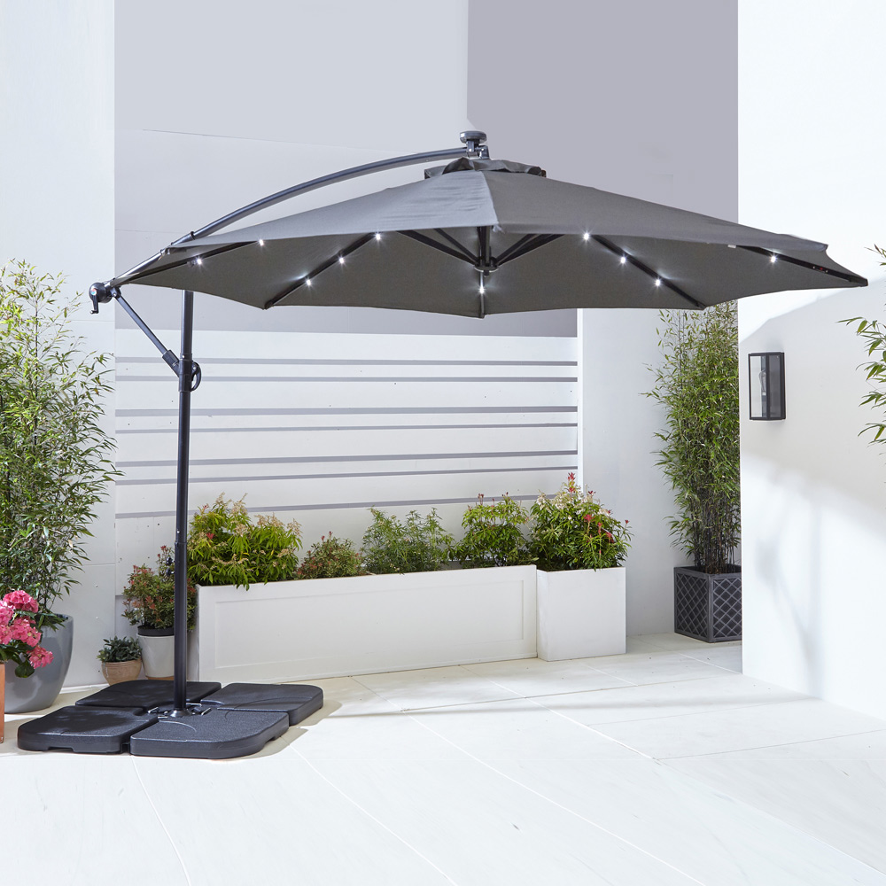 Neo Grey LED Parasol with Water Base Image 2