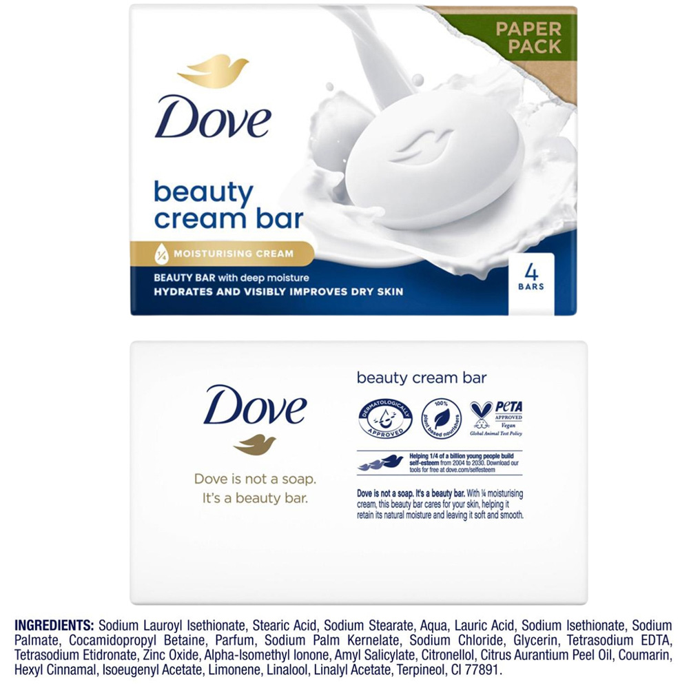 Dove Original Deep Moisture Soft and Smooth Skin Beauty Cream Bar 4 x 90g 3 Pack Image 7