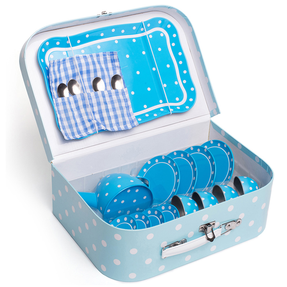 Bigjigs Toys 15-Piece Blue Polka Dot Tea Set Image 3