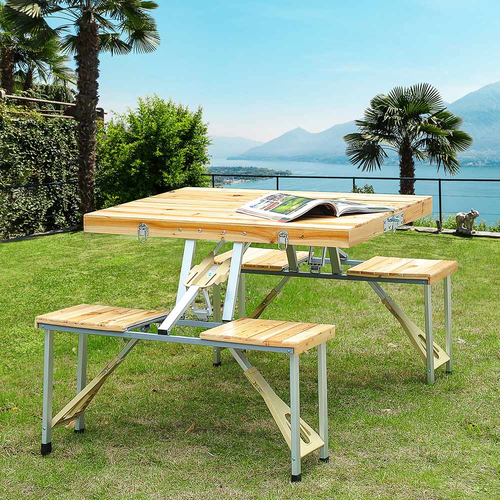 Outsunny Cunninghamia Board Folding Camping Picnic Table Set Image 2