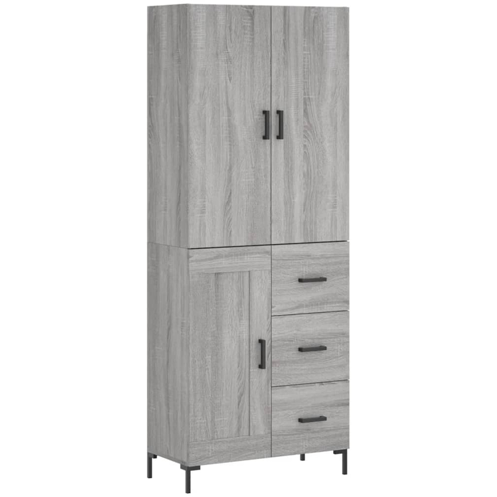 vidaXL 3 Door 3 Drawer Grey Sonoma Highboard Image 2
