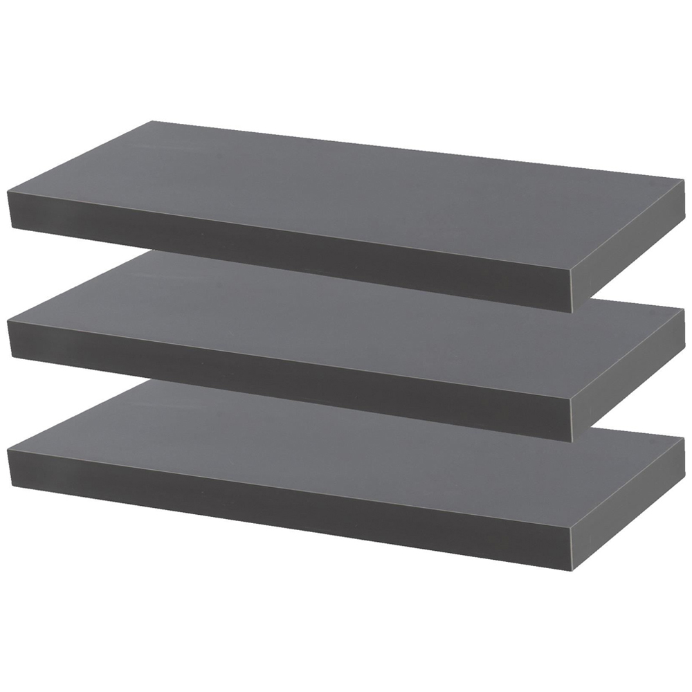 Harbour Housewares 60cm 3 Pack Grey Floating Wall Shelf Image 2