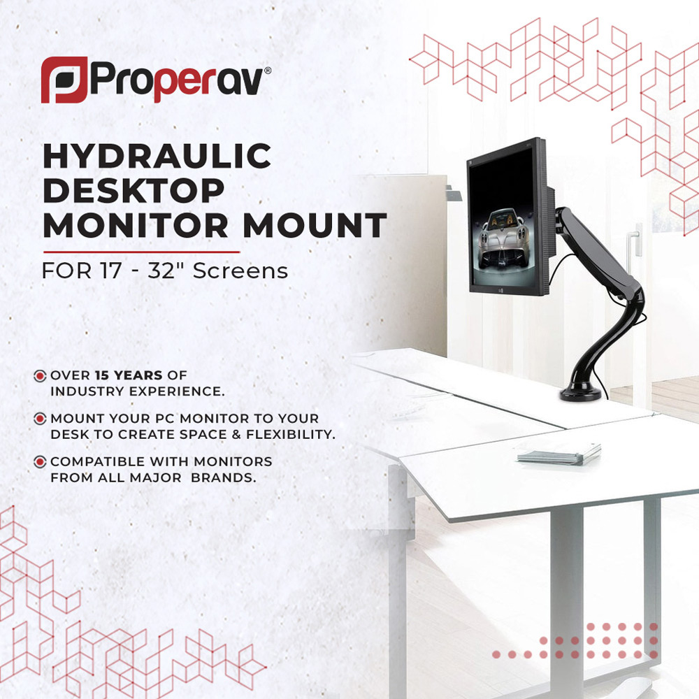 ProperAV 13 to 27 Inch Gas Spring Pneumatic Arm Monitor Mount Image 5