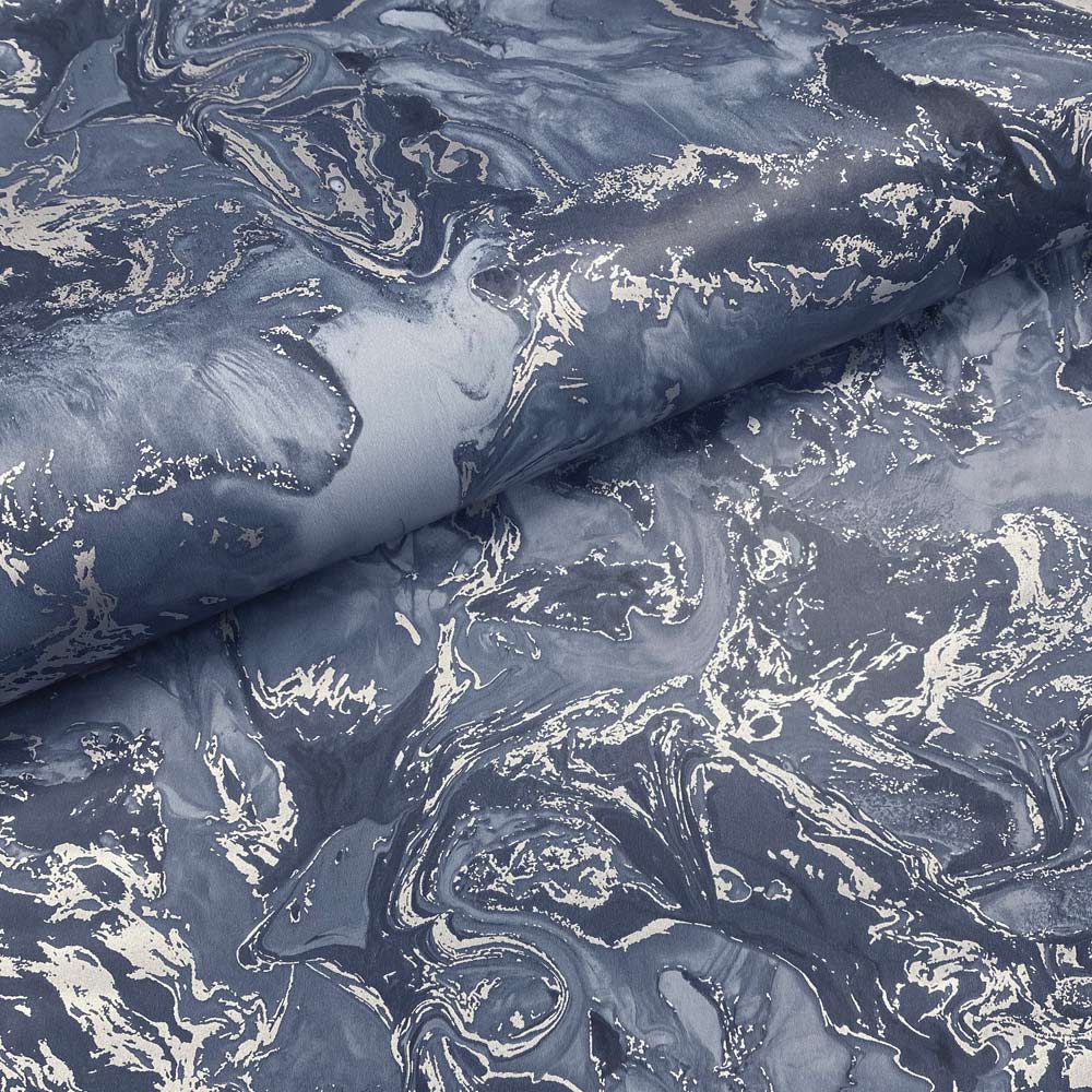 Muriva Elixir Marble Blue and Silver Wallpaper Image 2