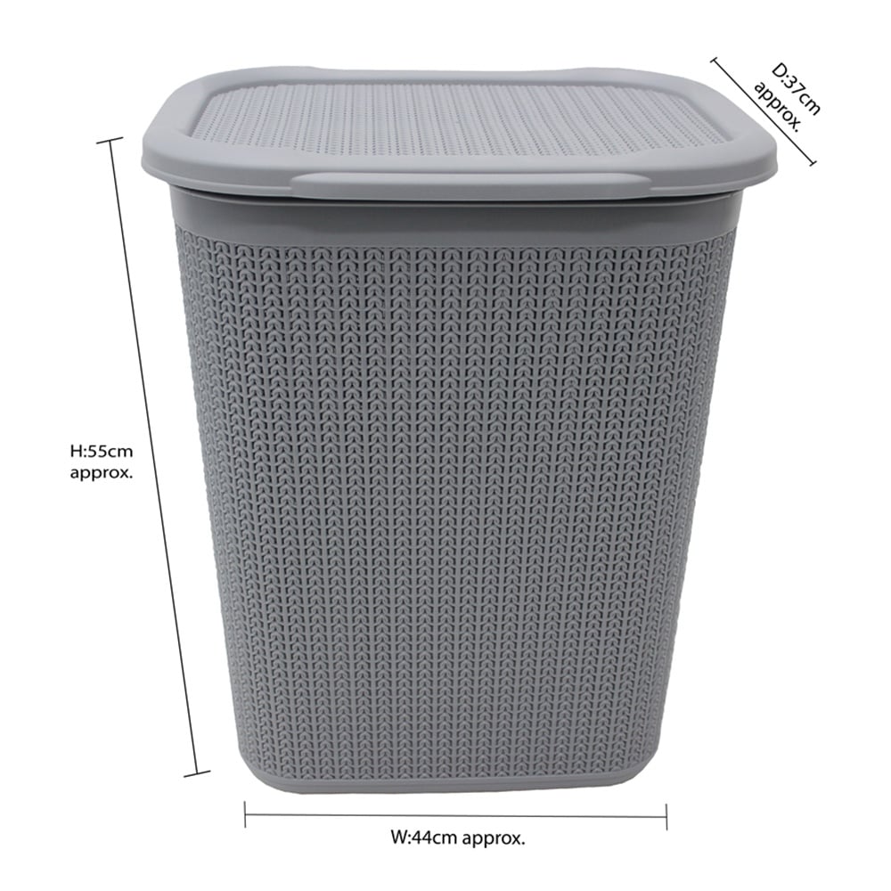 JVL Loop Grey Laundry Basket Grey 50L Image 5