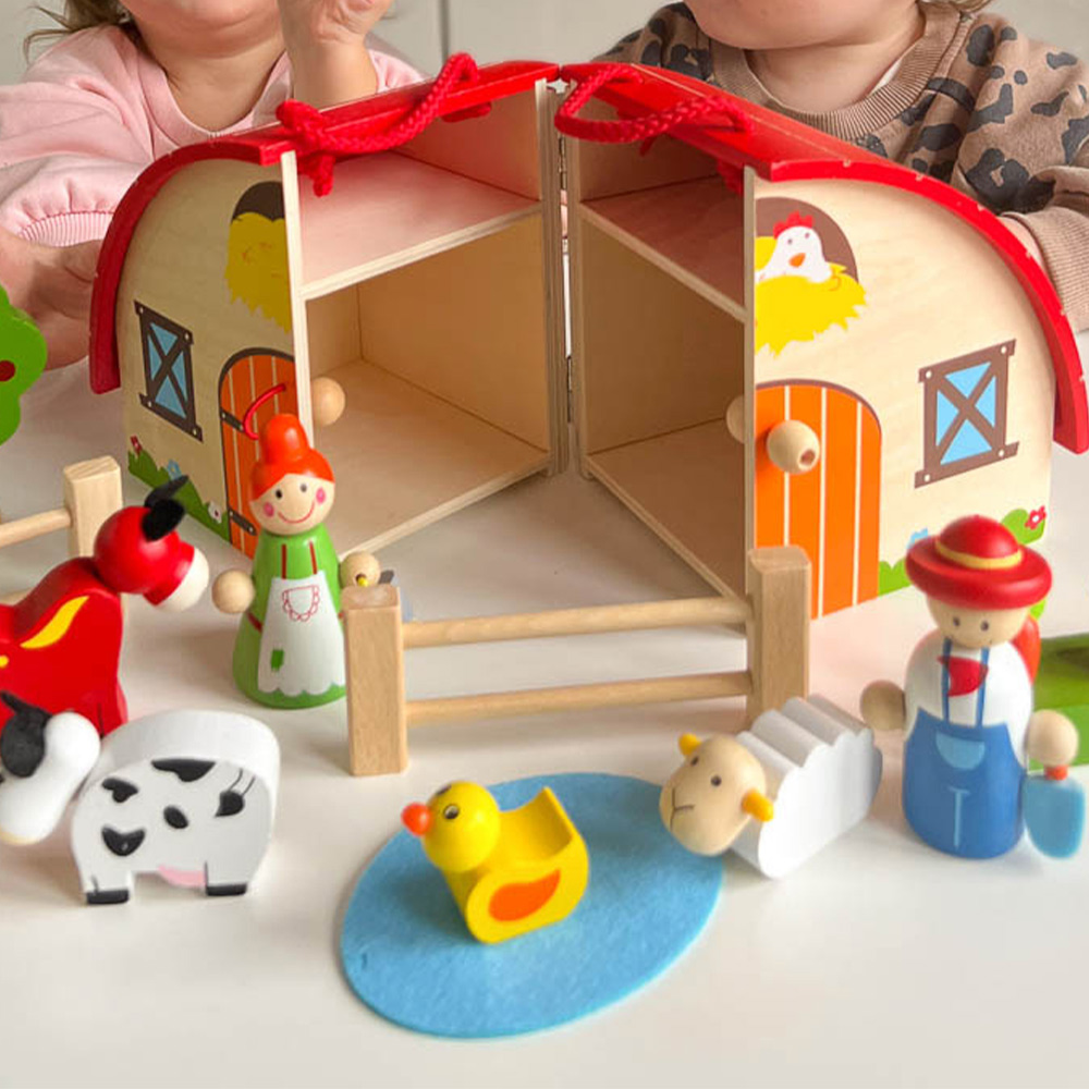 Bigjigs Rail 16-Piece Wooden Mini Farm Playset Image 5