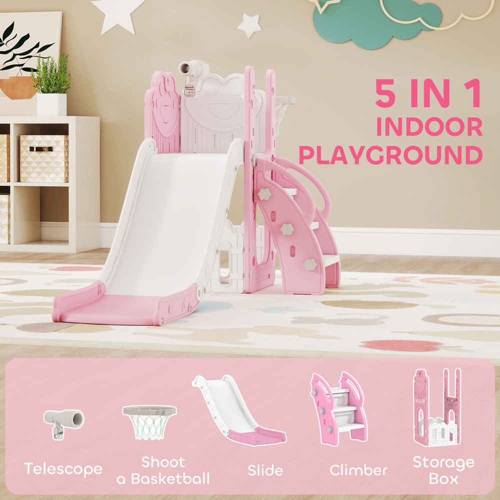Tommy Toys AIYAPLAY 5-in-1 Pink Frog Toddler Playset with Basketball Hoop and Telescope Image 8