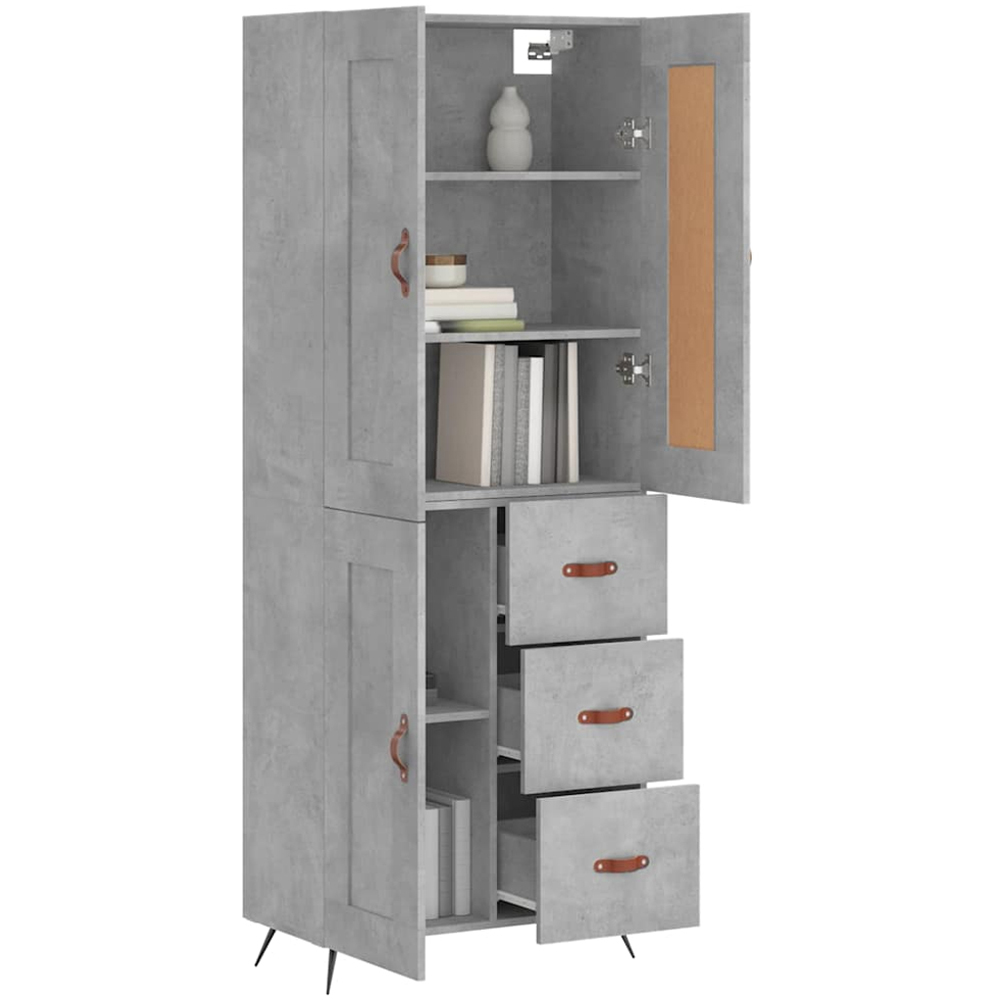 vidaXL 3 Door 3 Drawer Concrete Grey Highboard Image 3