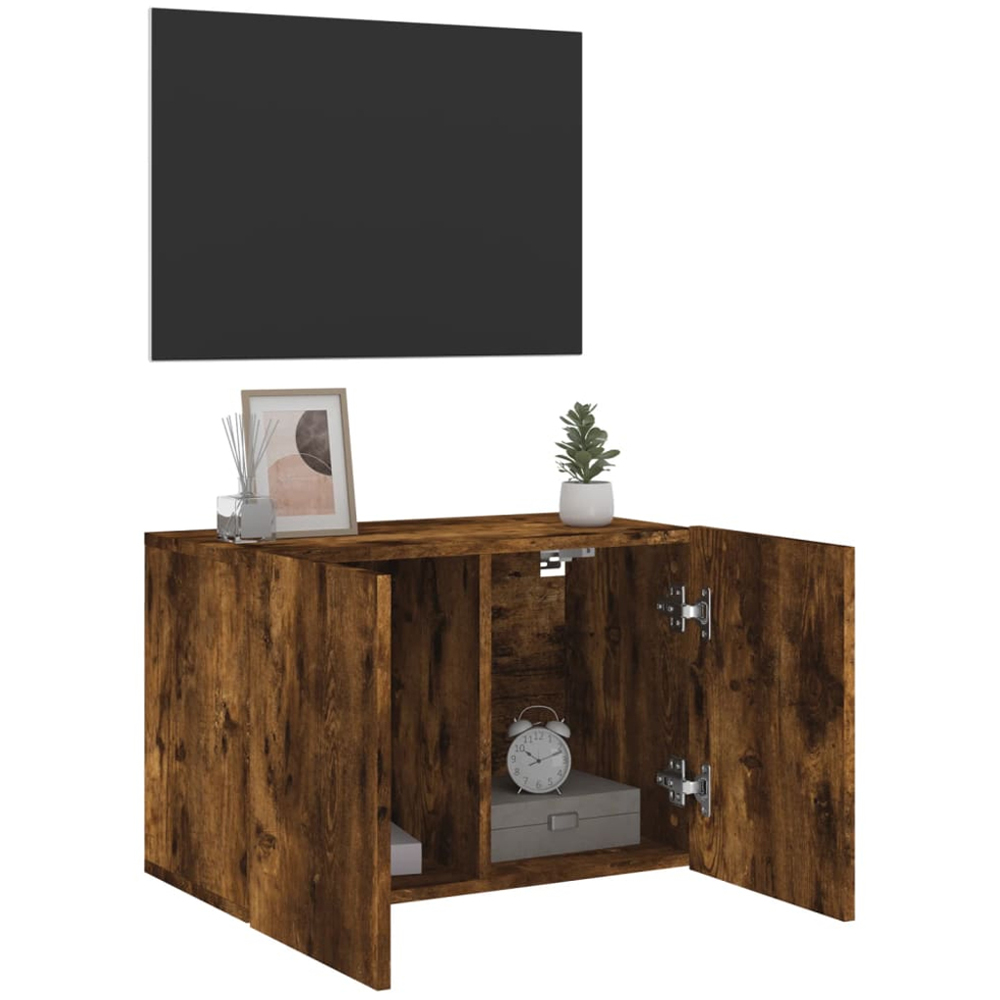 vidaXL 2 Door Smoked Oak Wall Mounted TV Cabinet Image 4