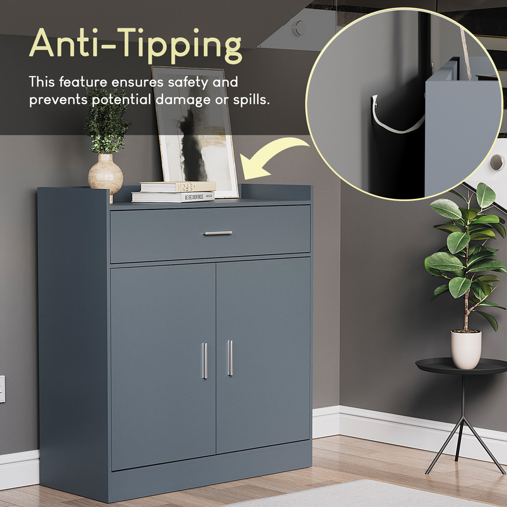 VIDA DESIGNS Dalby 2 Door Single Drawer Grey Shoe Cabinet Image 6
