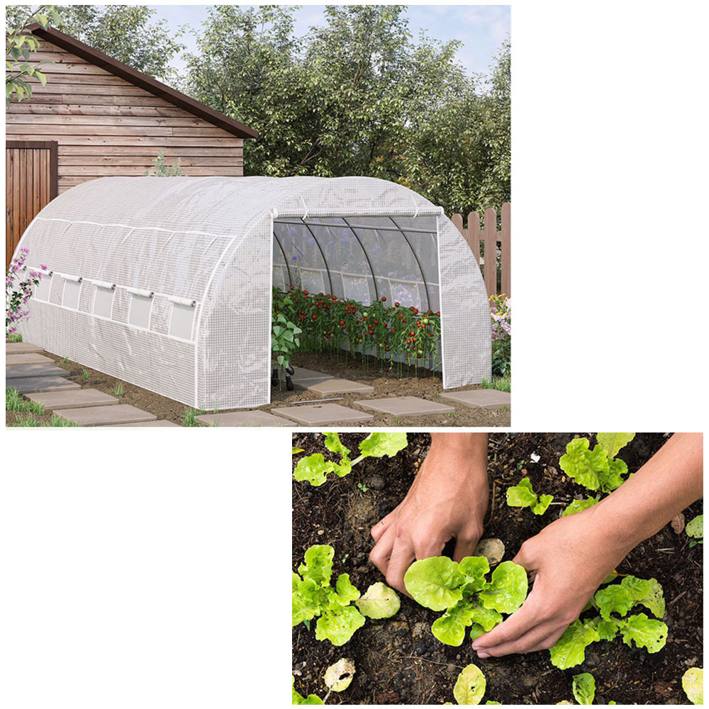 Outsunny White 10 x 19.6ft Polytunnel Greenhouse Image 7