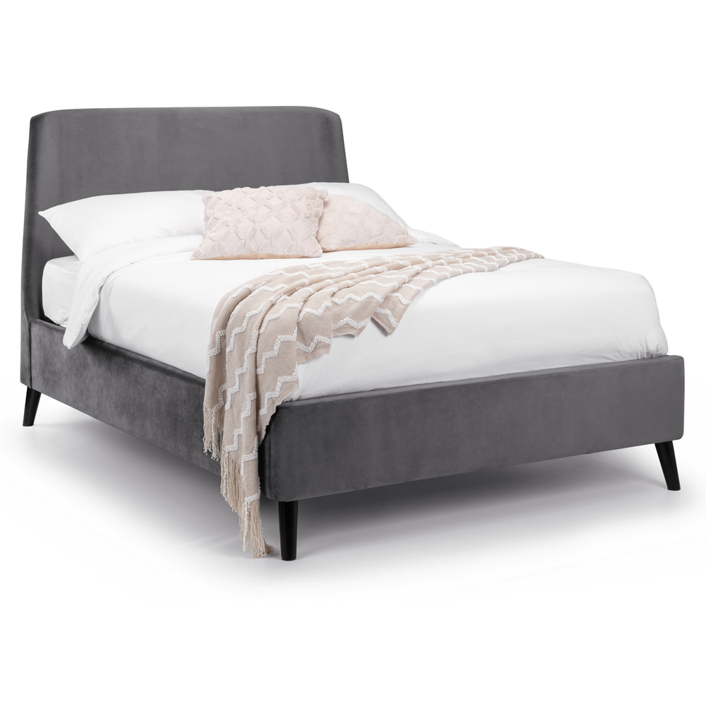 Julian Bowen Frida King Size Grey Curved Velvet Bed Frame Image 2