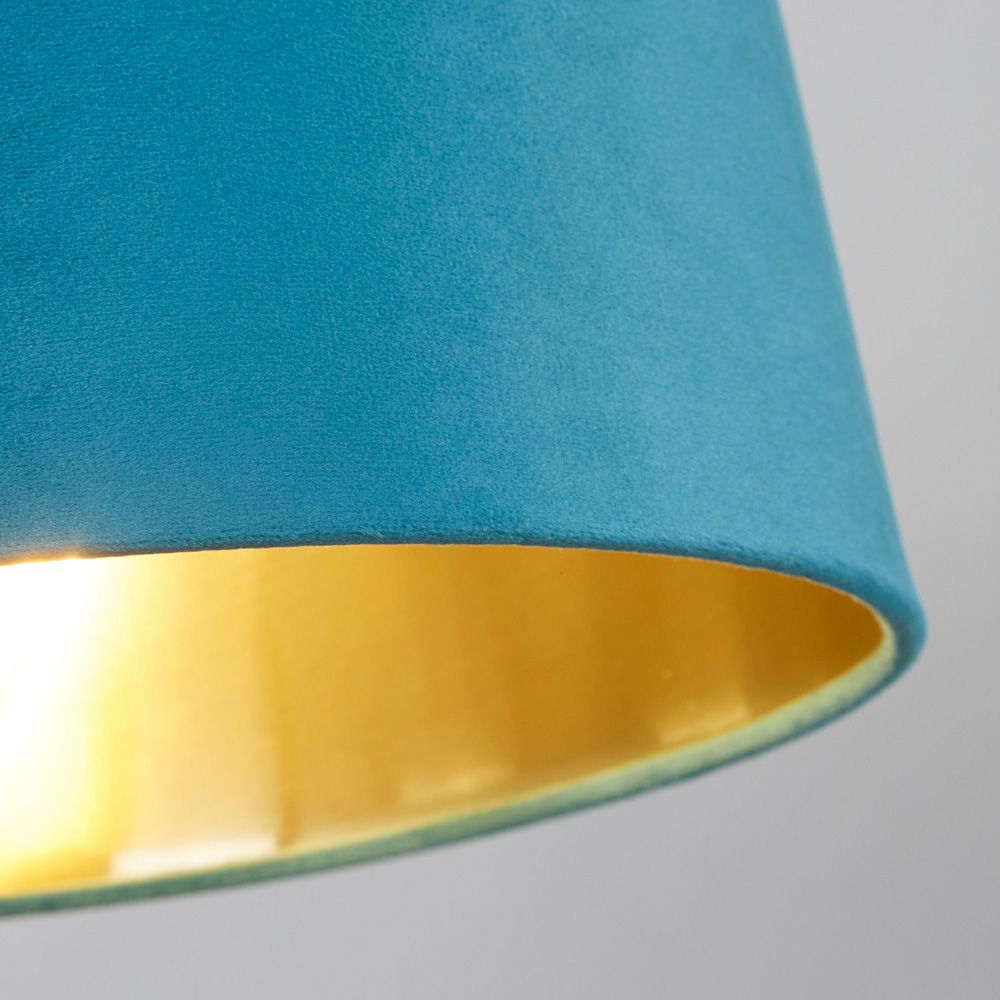 Lighting Collection Posner Teal Velvet Tapered Drum Lamp Shade 30cm Image 4