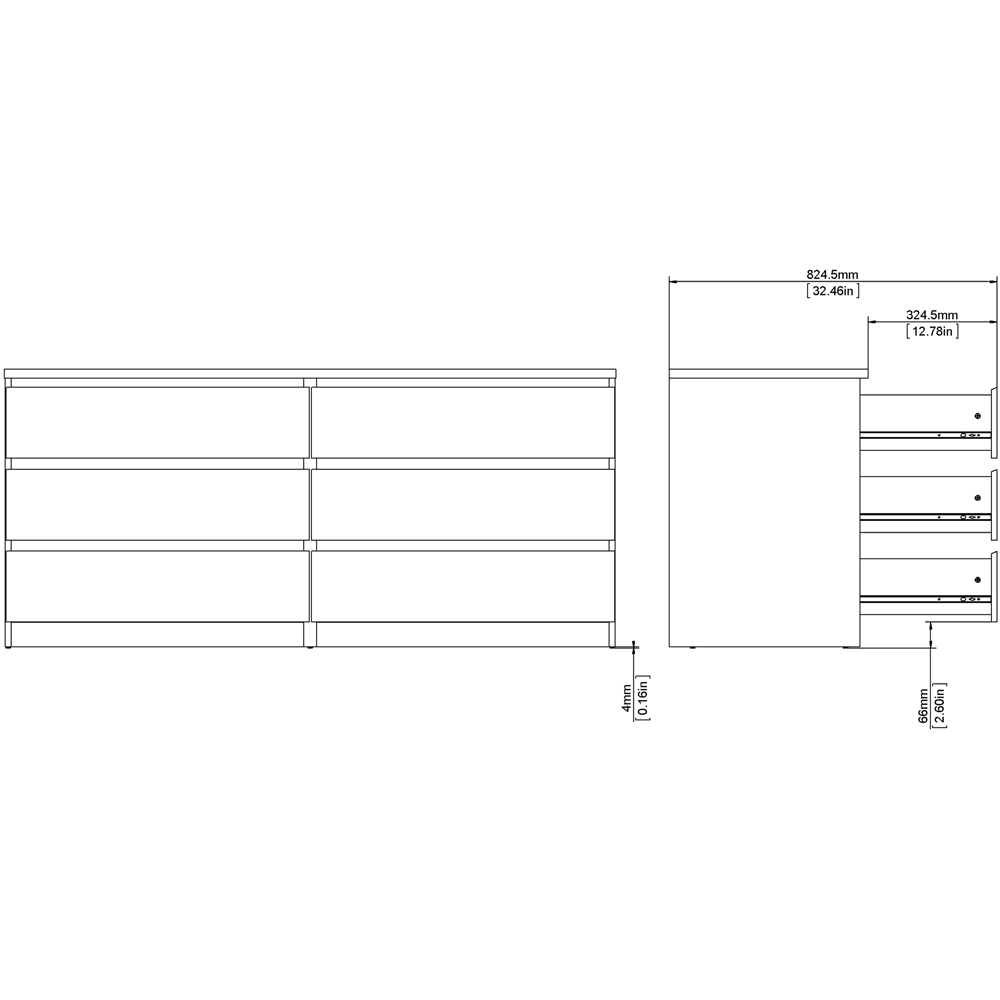 Florence 6 Drawer Concrete and White High Gloss Wide Chest of Drawers Image 9